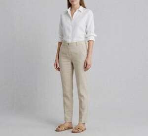 Poetry Linen Pants Women's 8 Straight Leg Trousers Beige Lagenlook Neutral Boho